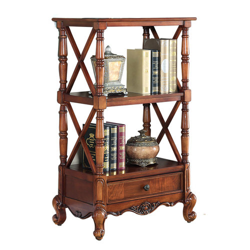 美式乡村实木层架 欧式复古书架落地置物架客厅玄关装饰架 - 图3