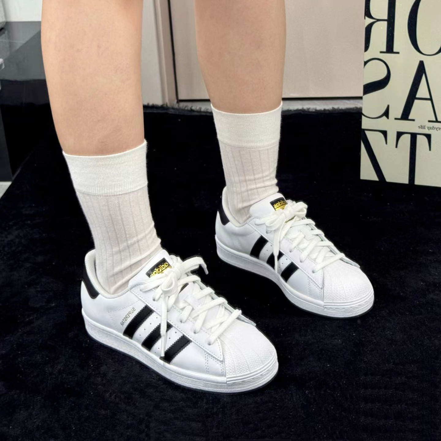 Adidas/阿迪达斯Superstar男女同款低帮贝壳头经典运动鞋EG4958 - 图3