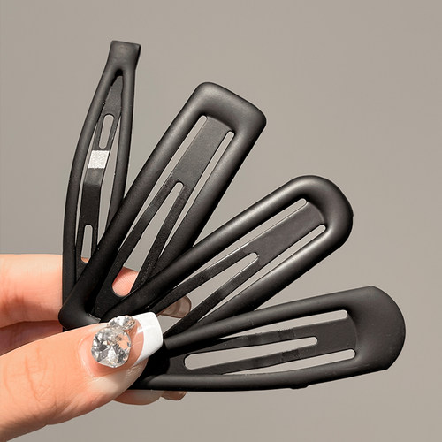 简约黑色磨砂发夹女后脑勺碎发整理神器侧边刘海夹bb夹子头饰发卡 - 图1