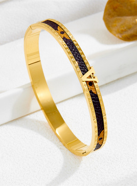 高级感小众精致钛钢金色电镀手镯