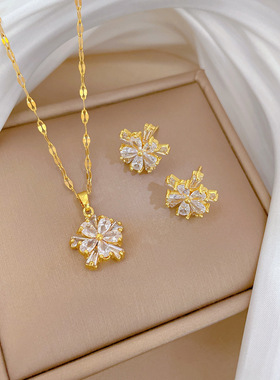 新款轻奢小众镀金花朵气质锁骨链