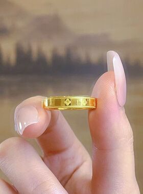 抖音爆款时尚轻奢幸运草钛钢戒指