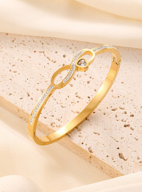 日韩轻奢微镶锆石钛钢手镯不掉色