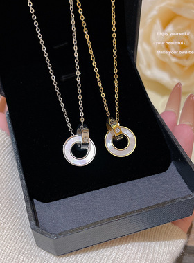 法式小众轻奢钛钢圆环锁骨链女