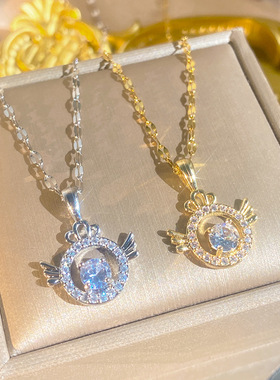 轻奢小众天使翅膀锆石锁骨链女