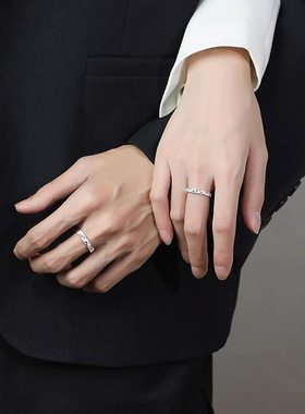 杭潮繁星999足银情侣戒指一对小众款对戒生日纪念日礼物送女友