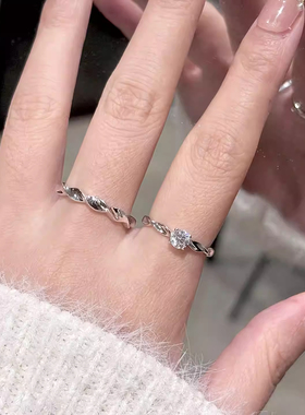 杭潮闪耀星河S999足银情侣戒指小众设计轻奢对戒情人节礼物送女友