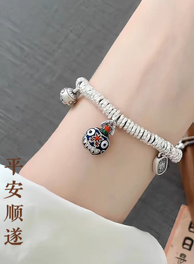 珐琅手链999足银吞金兽盘缠手链