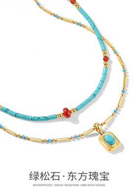 蔚蓝岛屿绿松石叠戴项链女款配饰