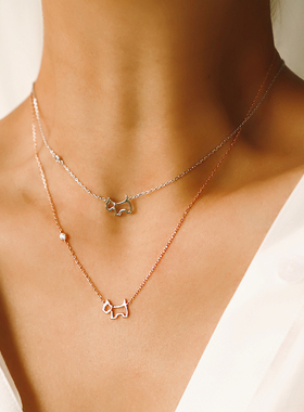 2025新款镂空小狗纯银项链锁骨链