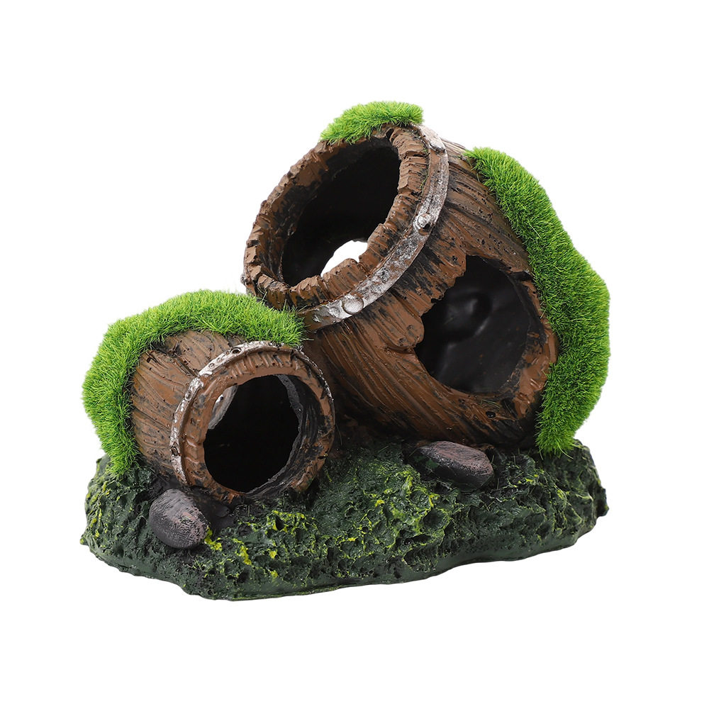 鱼缸造景青苔酒桶躲避洞穴树脂摆件水族箱装饰品仿真空心苔藓木桶,淘宝优惠券,粉丝福利购,淘宝优惠卷