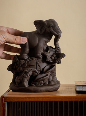 中式紫砂客厅倒流香香薰炉摆件