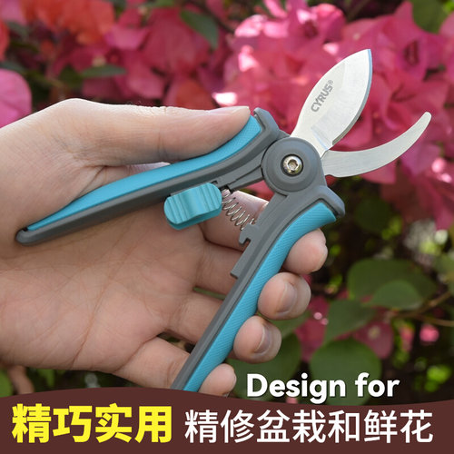CYRUS赛乐斯盆栽剪刀-家用园艺花艺盆景插花鲜花修枝去叶不锈钢剪 - 图2