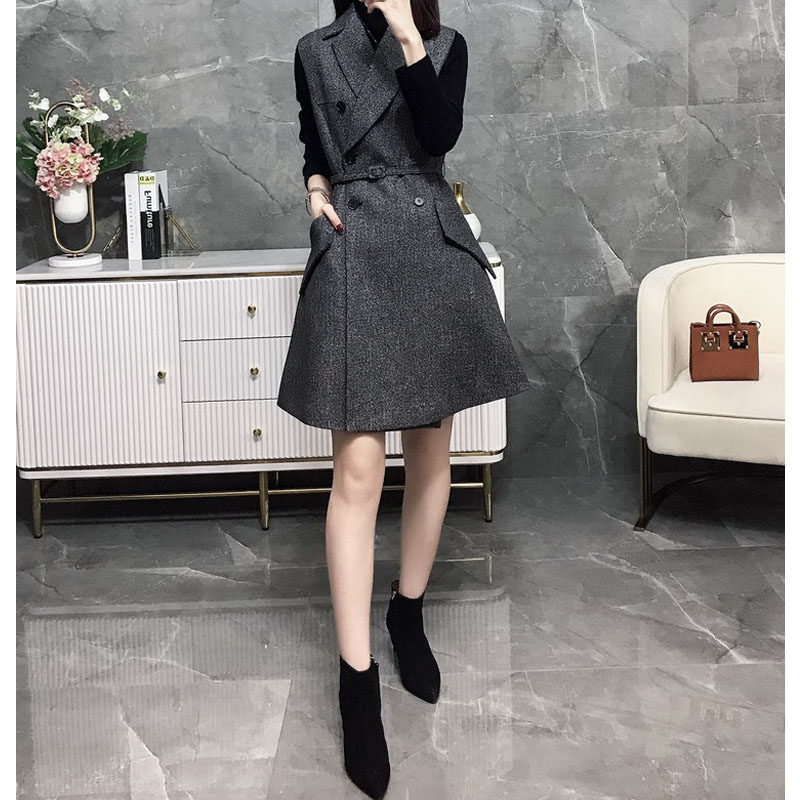 吊带显瘦高端毛呢背带裙2021连衣裙 rucycat连衣裙