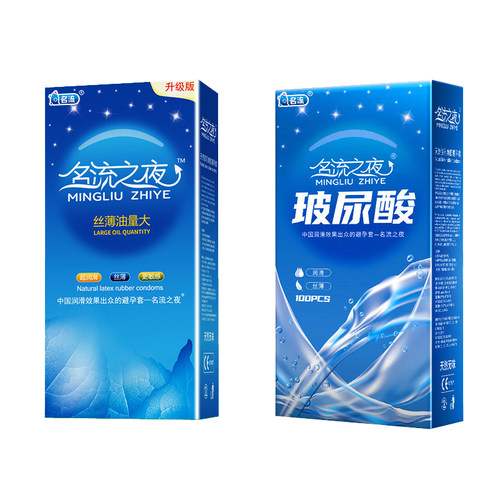 名流之夜玻尿酸避孕套100只装超薄水润男大油量安全套子批发正品 - 图0