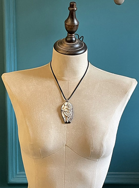 vintage尼泊尔紫晶镀银吊坠项链