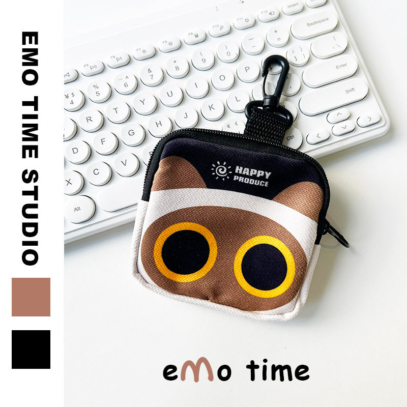 emo原创暹罗猫随身袋零钱包便携学生百搭潮牌耳机杂物逛街收纳包 - 图3