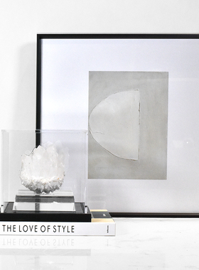 样板间轻奢黑色晶k簇水晶摆件客厅玄关床头柜桌面四色软装饰品创