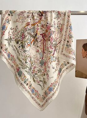 68cm Fresh Floral Scarf Women's Autumn and Winter Polyester