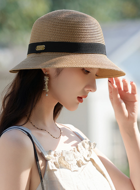 草编帽子女户外防晒可折叠