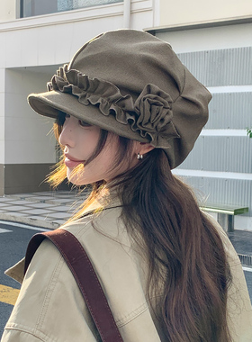 法式复古贝雷报童帽女春秋显脸小