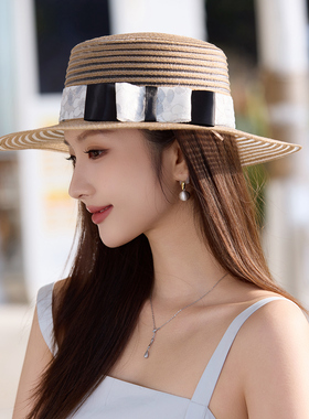 赫本风法式蕾丝防晒草帽女夏季