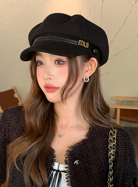 八角帽出游女秋冬显脸小