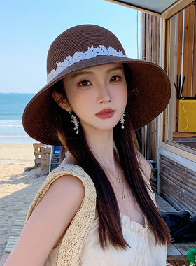 赫本风女士夏季防晒可折叠渔夫帽