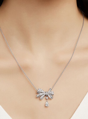 法式蝴蝶项链甜美风纯银锁骨链
