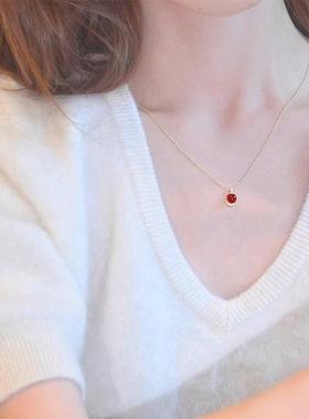 S925纯银天然红玛瑙吊坠新年礼物