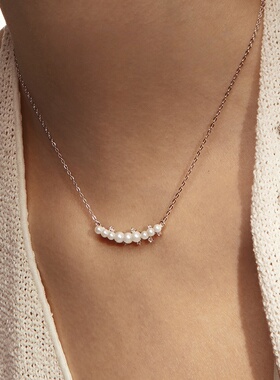 白月光珍珠S925纯银设计感锁骨链