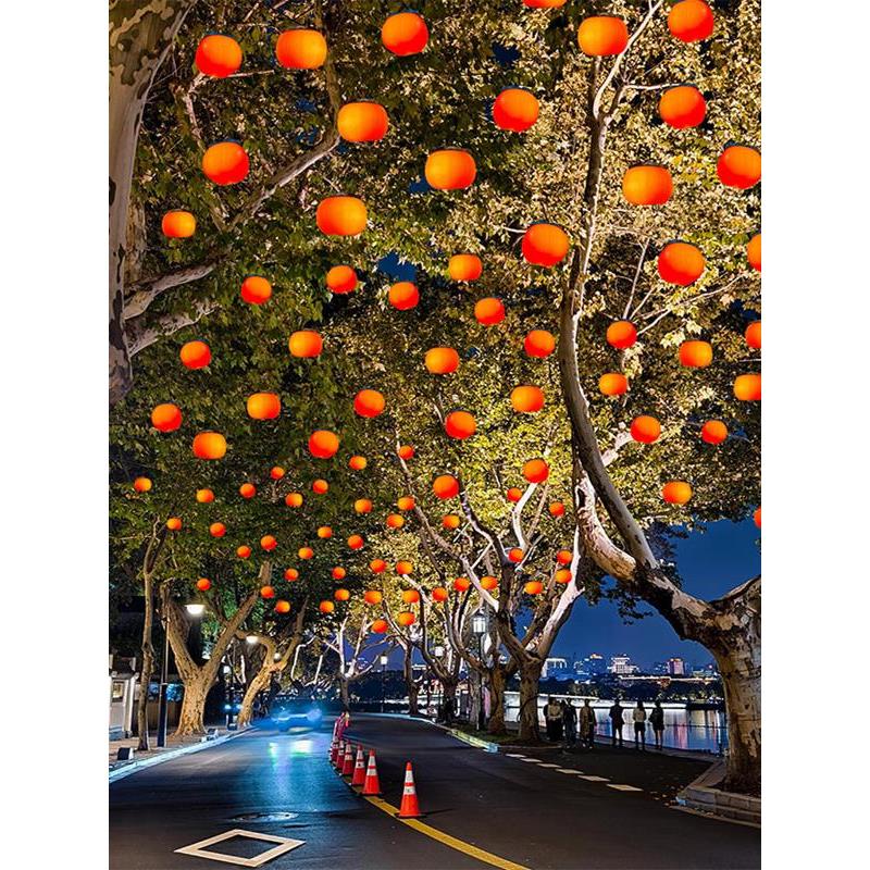 led发光柿子灯户外防水春节街道亮化装饰灯挂树上的节日造型彩灯 - 图1