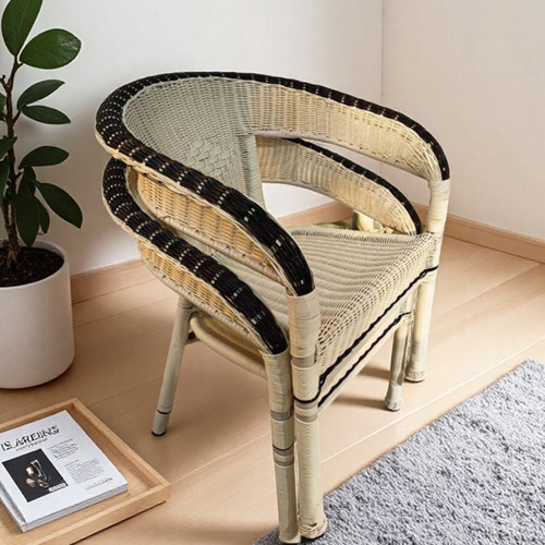 加重高密度藤条户外休闲椅久坐不塌防翻花园别墅咖啡厅藤编座椅 - 图0