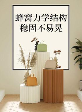 简约圆柱风琴展架艺术氛中ZHX台低装陈饰列台岛花店围展示架