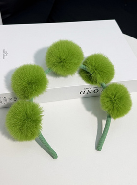 发箍真獭兔毛毛球发饰网红毛绒毛球球头饰时尚少女发卡头箍