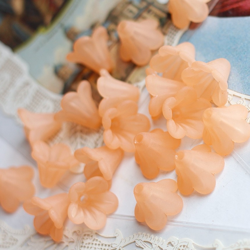 西德进口树脂粉色喇叭花有孔DIY手工半成品耳环发簪材料配件14mm,淘宝优惠券,粉丝福利购,淘宝优惠卷