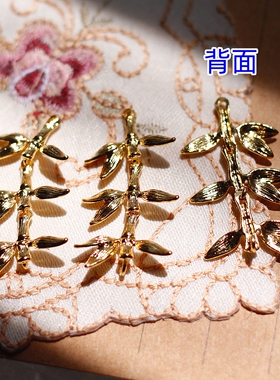 工厂自制拉丝光亮黄铜镀金竹节双吊环连接器DIY饰品配件vinatge