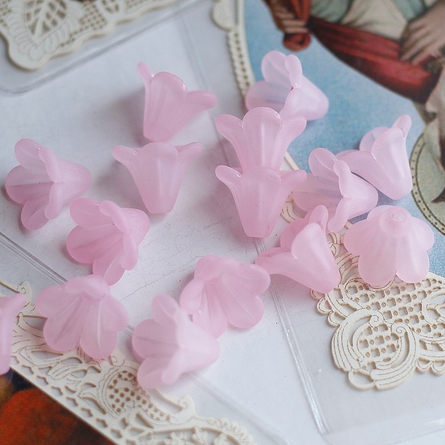 西德进口树脂粉色喇叭花有孔DIY手工半成品耳环发簪材料配件14mm,淘宝优惠券,粉丝福利购,淘宝优惠卷