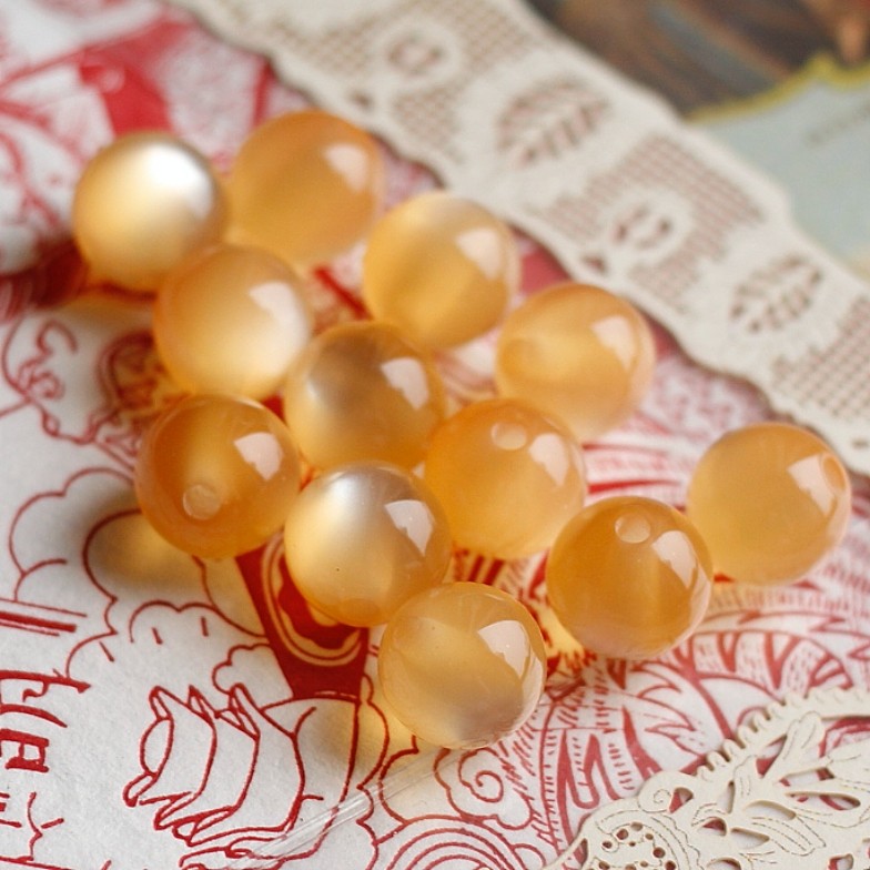 欧美意大利高亮黄橘色调月光猫眼法国树脂散珠串珠通孔圆珠8/10mm,淘宝优惠券,粉丝福利购,淘宝优惠卷