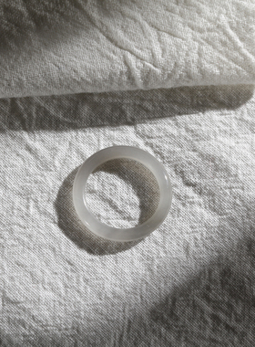 17号戒指 和田玉烟紫细条叠戴指环 5614