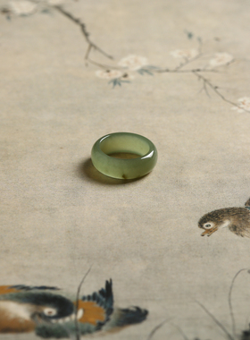 2号戒指 新疆和田玉黄口料青黄口小尺码素圈指环 尾戒 7057