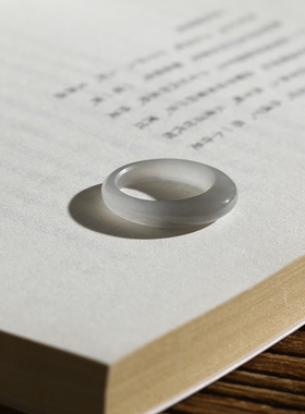 16号戒指 和田玉烟紫窄条馒头款指环 5013