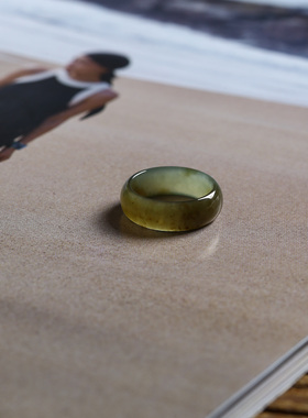 7号戒指 新疆和田玉糖料糖青小尺码圆弧素圈指环 尾戒 2906