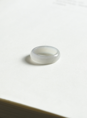 12号戒指 和田玉烟紫圆弧素圈指环 2362