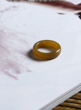 11号戒指 和田玉糖料糖玉泥鳅背圆弧素圈指环 9183