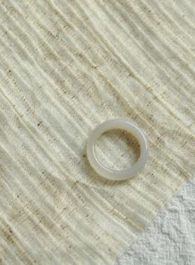 10号戒指 和田玉烟紫泥鳅背素圈指环 5847