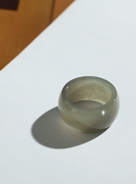 17号戒指 和田玉烟紫轮胎款指环 3108