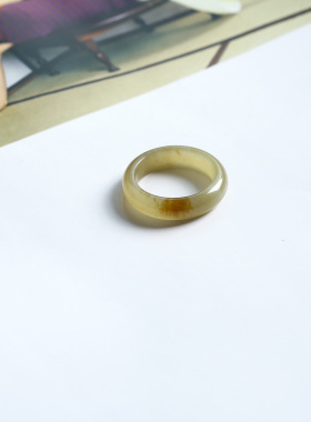 16号戒指 新疆和田玉糖料糖玉泥鳅背圆弧素圈指环 513