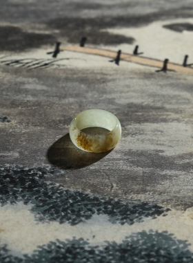 1号戒指 新疆和田玉黄口料糖黄玉一抹糖小尺码圆弧指环 尾戒 9407