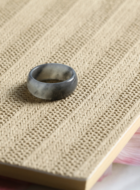 20号戒指 新疆和田玉青花籽料 籽玉圆弧泥鳅背素圈指环 3640